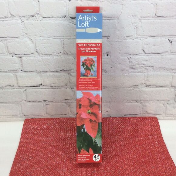 Artist's Loft Paint by Number Kit Christmas Poinsettia 16"x 20" Canvas Gift Art - Picture 4 of 9